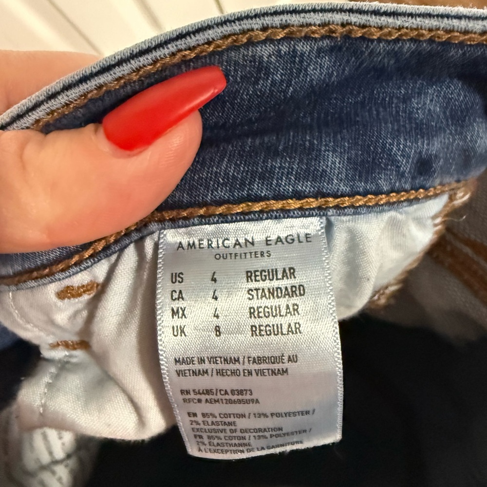 American Eagle Next Level Stretch Skinny Jeans Womens 4 Distressed Blue - Picture 6 of 6